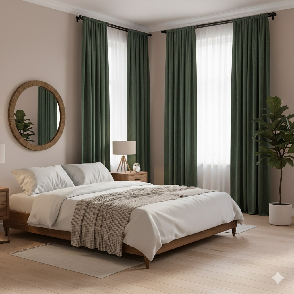 Curtainity green velvet drape Project