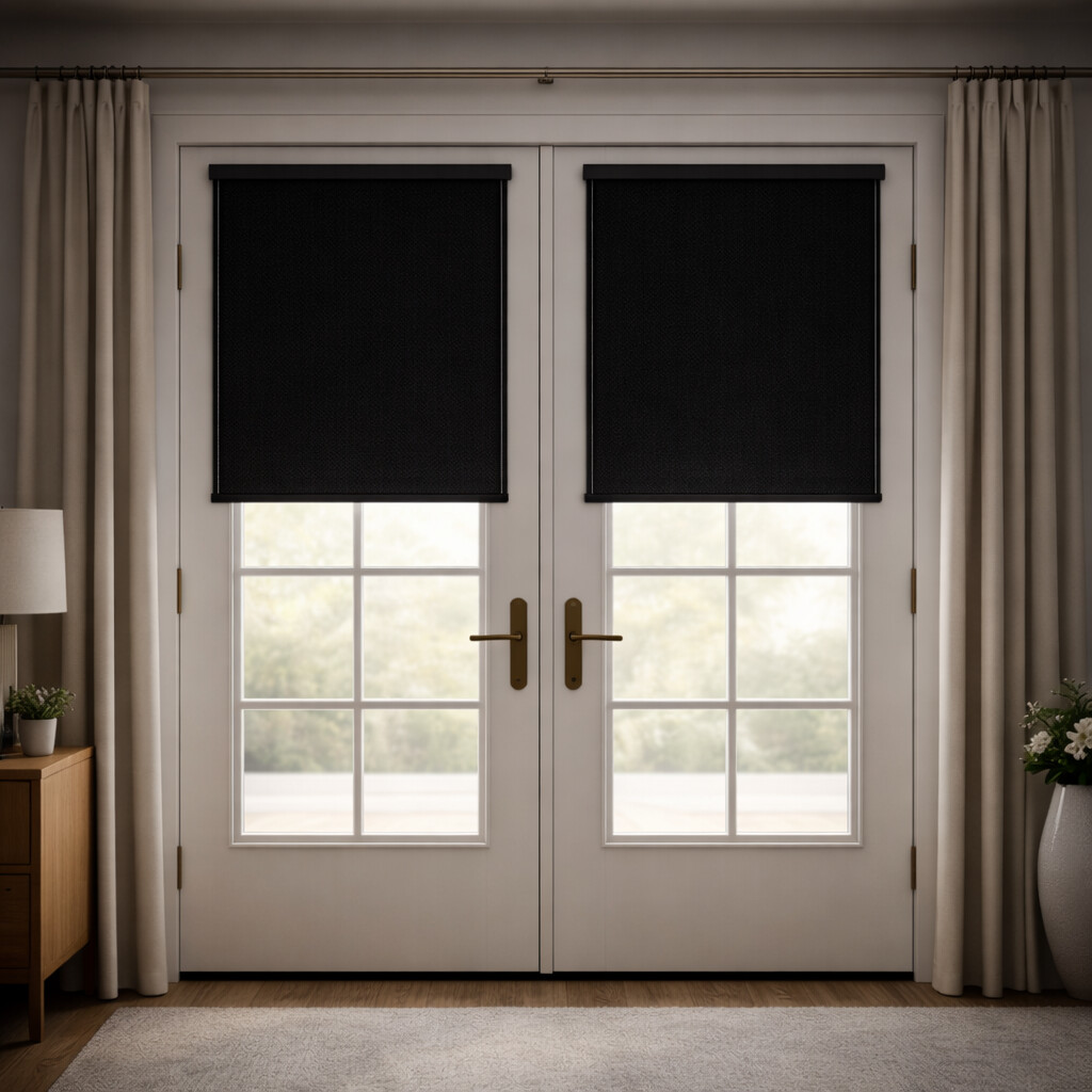Blackout Roller Shades for French Doors