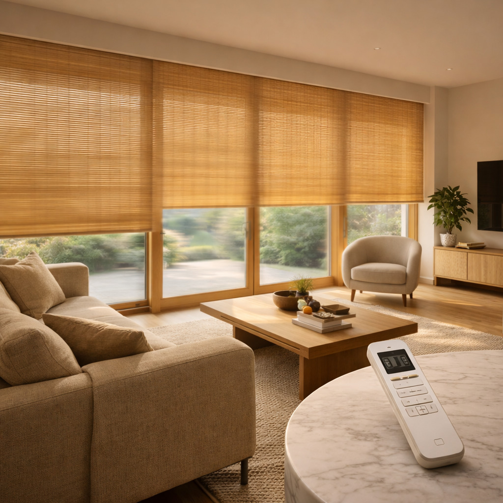 Motorized Bamboo Roller Shades