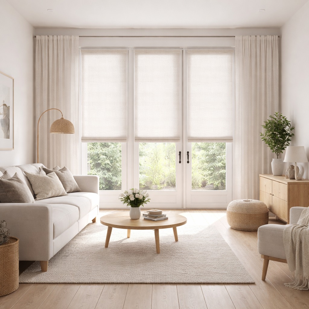 Motorized Roller Shades for French Doors